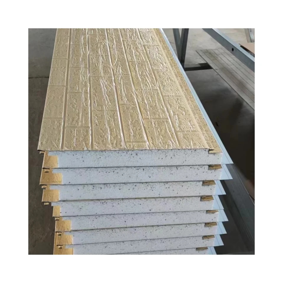 Moisture-proof and Waterproof House Building External Wall Cladding Brick Pattern Embossed Metal Siding Sandwich Panel