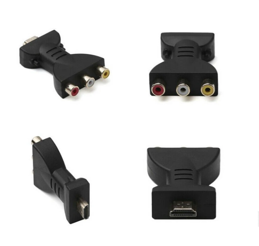 Male Hdtv to 3 Rca AV Adapter Composite AV Audio Video Adapter Converter for TV