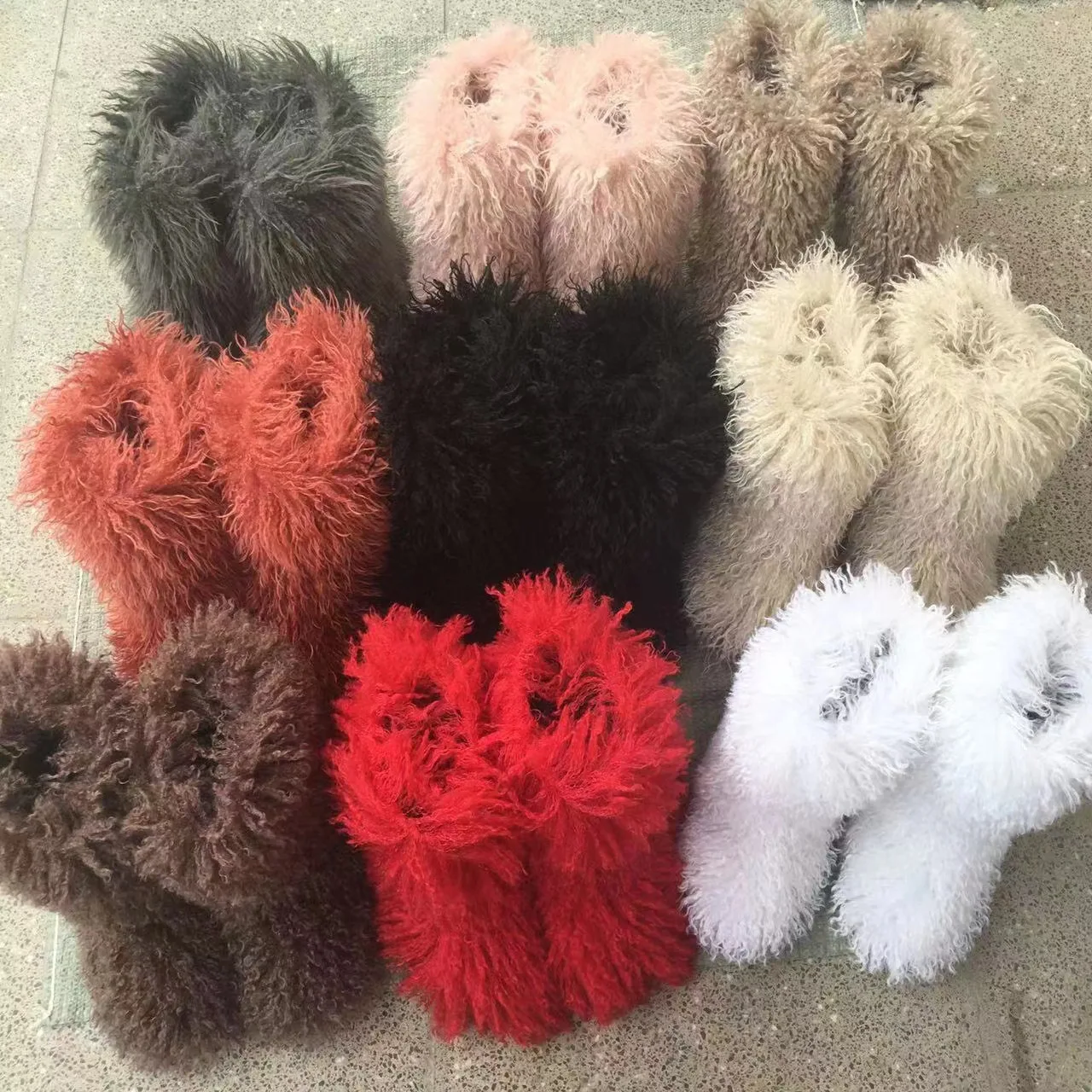Luxury Fashion Winter Faux Mongolian Fur Shoes Woman Men Home Ankle