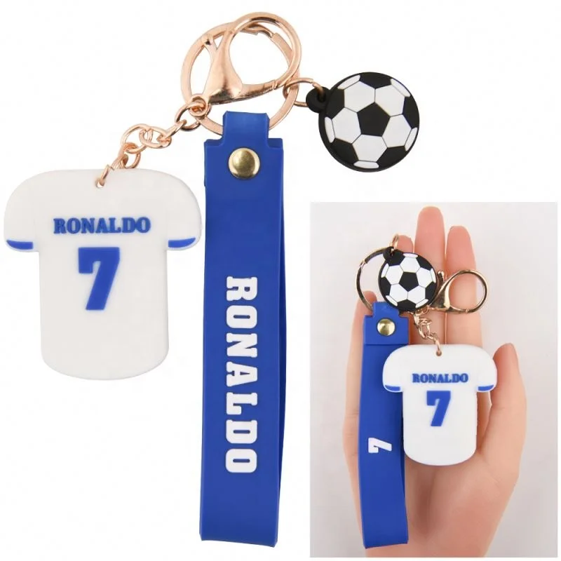 Portachiavi A Forma Di Pallone Da Calcio Con Penna In Acetato E Adesivo Per La Comunione Di Un Bambino