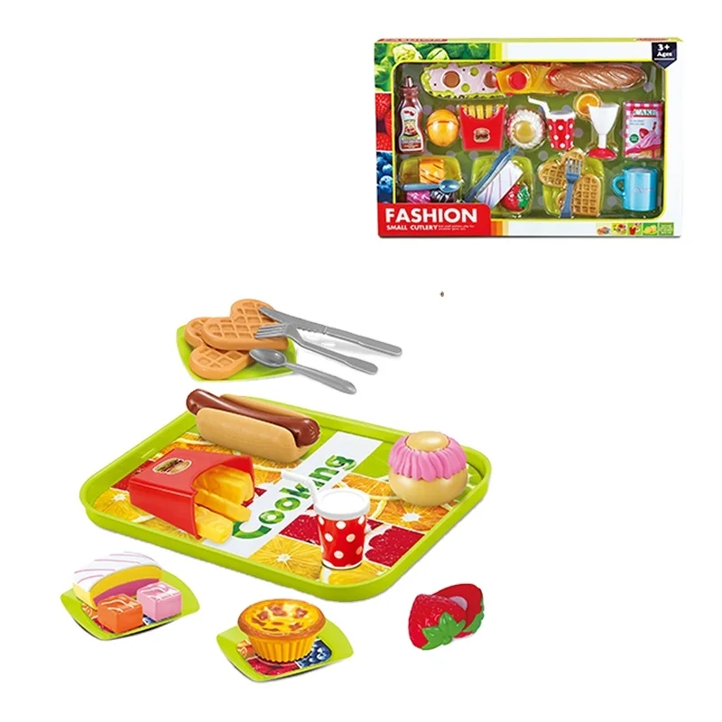 Pretend Play Set Super Fast Food Shop Simulation Plastic Hamburger Toy Play Kitchen Food DIY Mini Toys for Kids