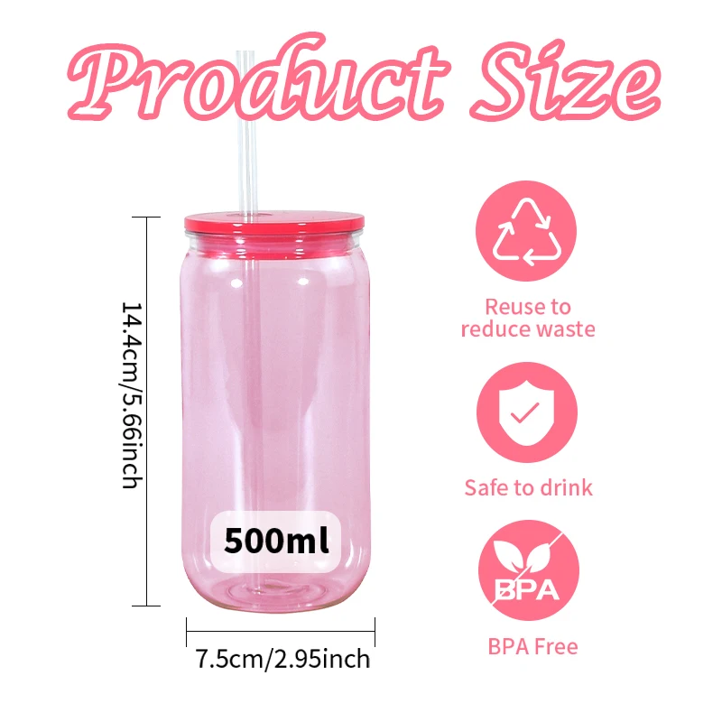 Многоразовая прозрачная акриловая пластиковая банка для пива, 16 унций