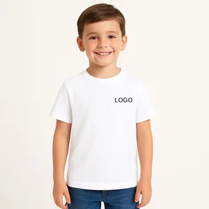 OEM Blank Children's Cotton T-shirt Short Sleeve Round Neck Boys T Shirts Top Plain White T-Shirt for Kids