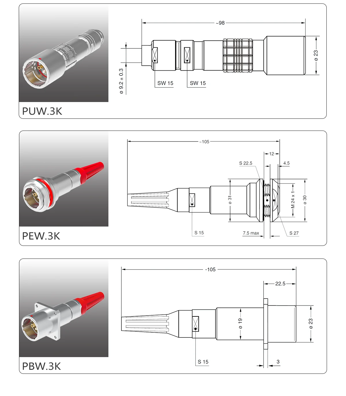 3K.93C Series Optoelectronic Hybrid Self-Locking Connector 3K.93C Plug and Socket for Signal Transmission