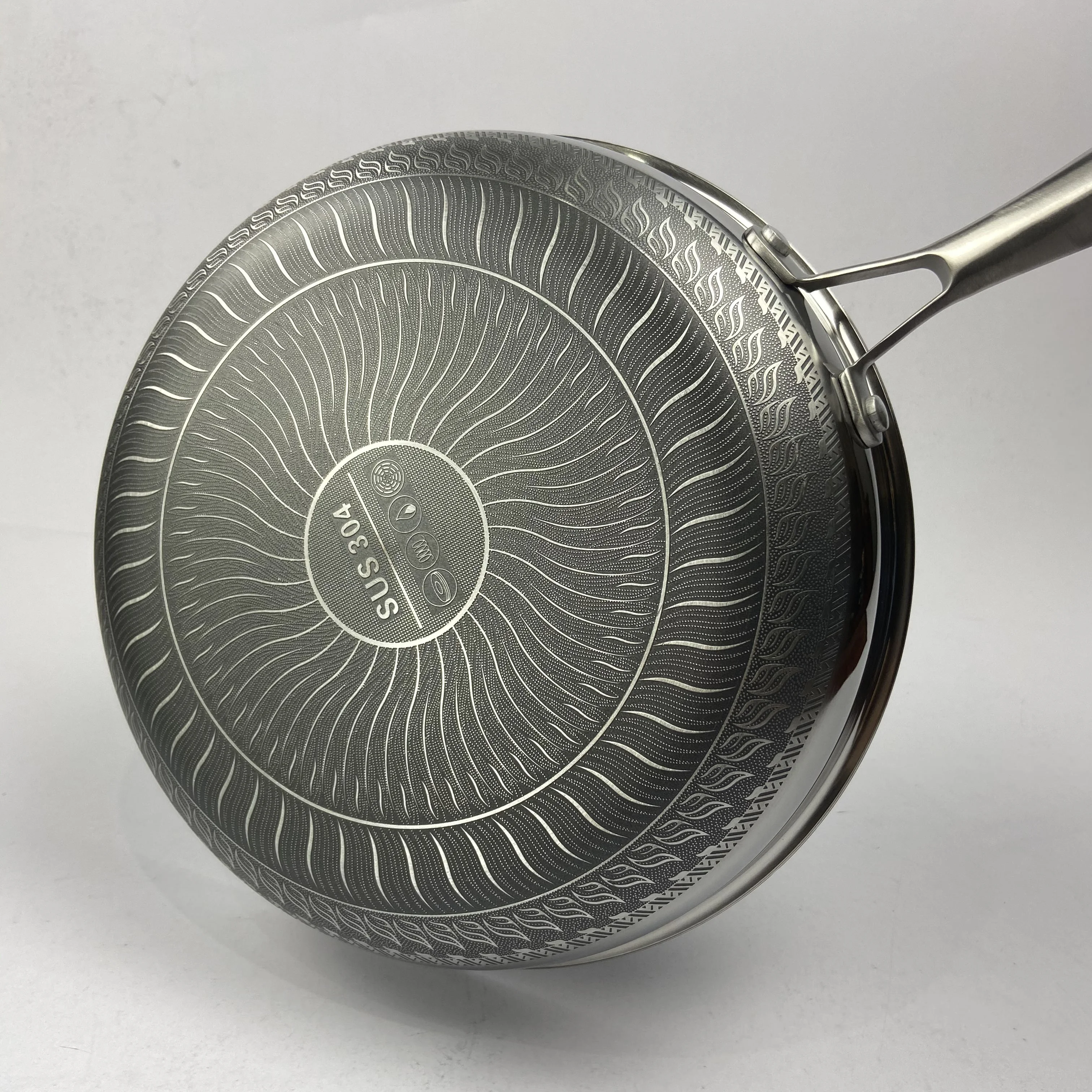 26 28 30 32cm Grill pan Food grade 304 stainless steel Honeycomb frying pan with stainless steel handle