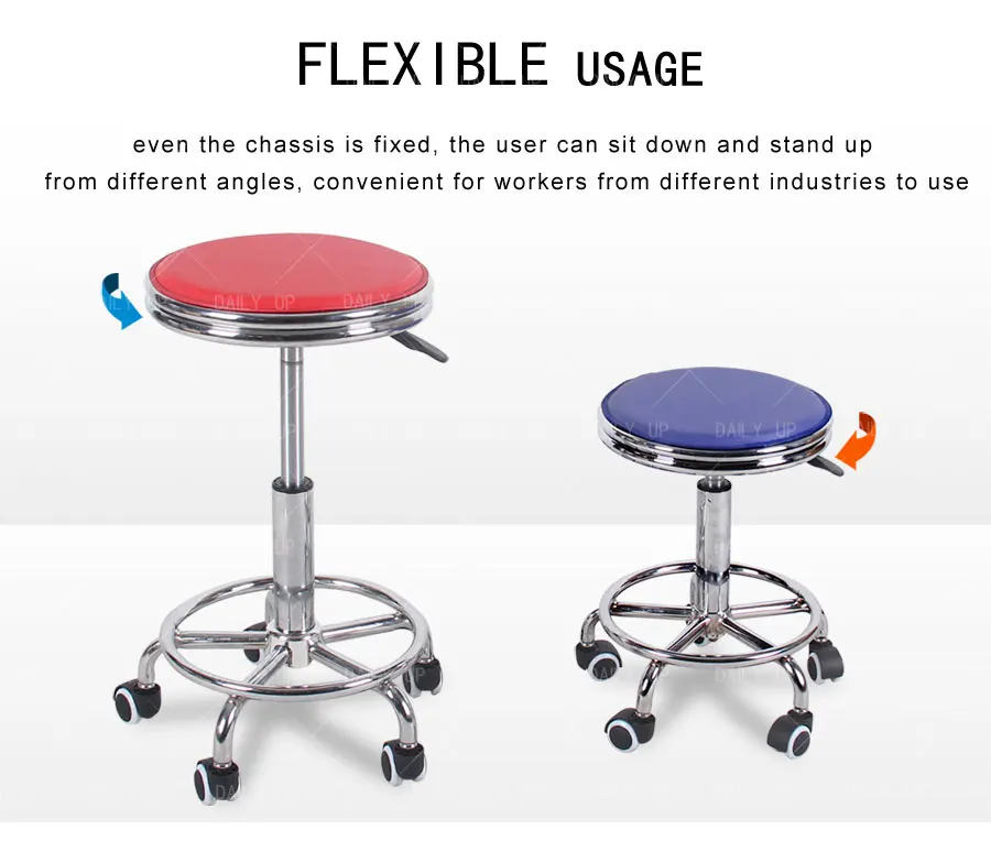 Adjustable Laboratory Stool With Footrest Swivel Leather Seat Lab Stool Fixed Backless Chair For Hospital Workshop Counter