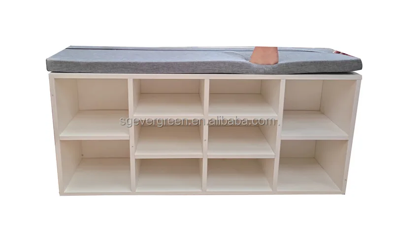 white color wooden furniture simple shoe racks bench modular  with seat