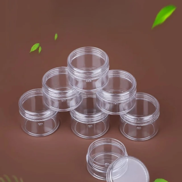Plastic round glod cap clear loose powder jar cosmetic  containers