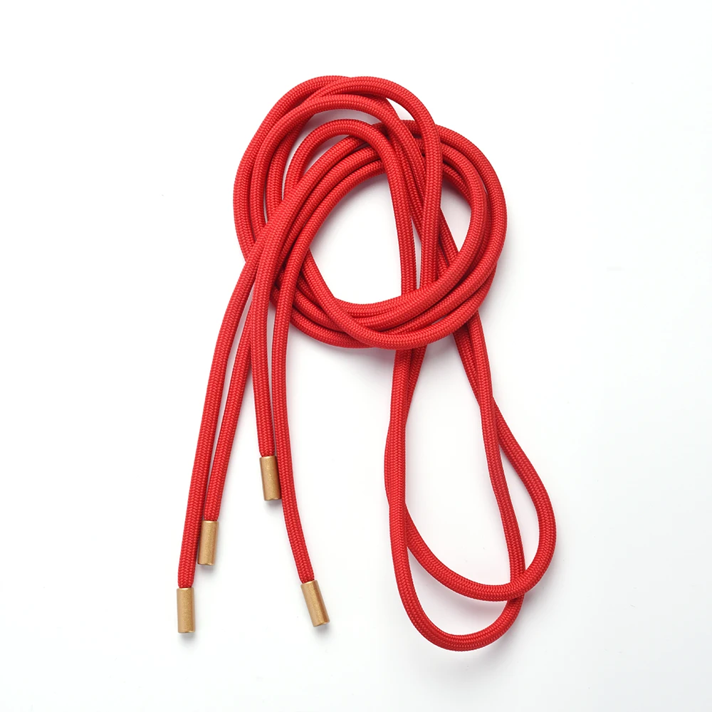 Custom Recycled Polyester Hoodie Strings 5MM Drawstring with Printed Logo Metal Tips for Garments & Shoes/Bags