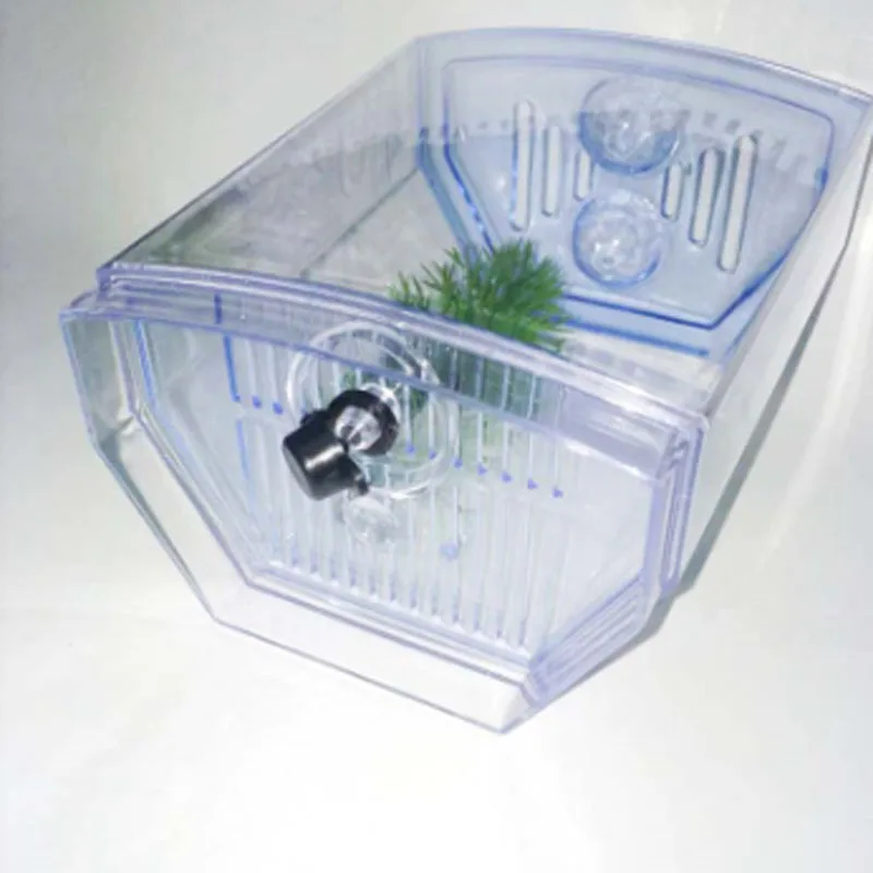 LED Light Aquarium Acrylic Three Splits Betta Fish Tank Triple Bow Fighting Isolation Hatch Breed Box Blue Purple