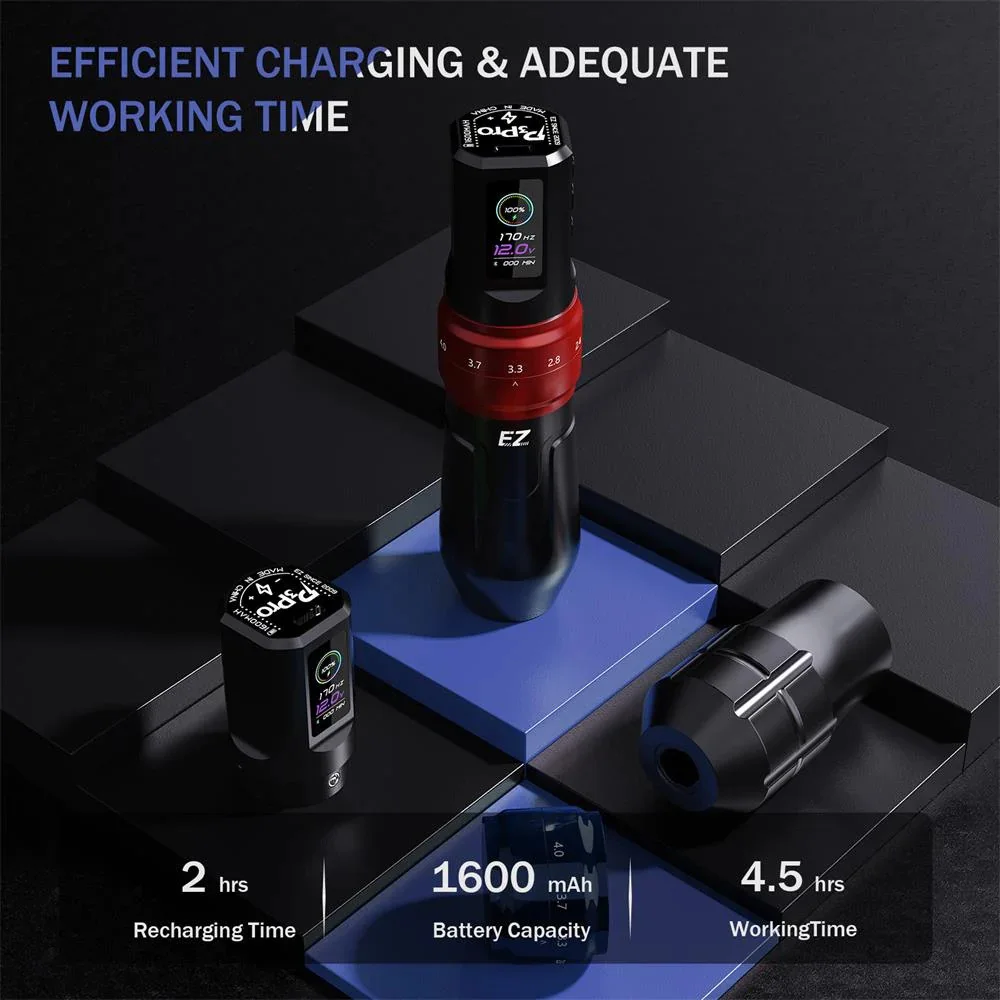 EZ Tattoo P3 Pro Matte Grip Adjustable Stroke Length Permanent Wireless Tattoo Pen Machine with Bluetooth Connection