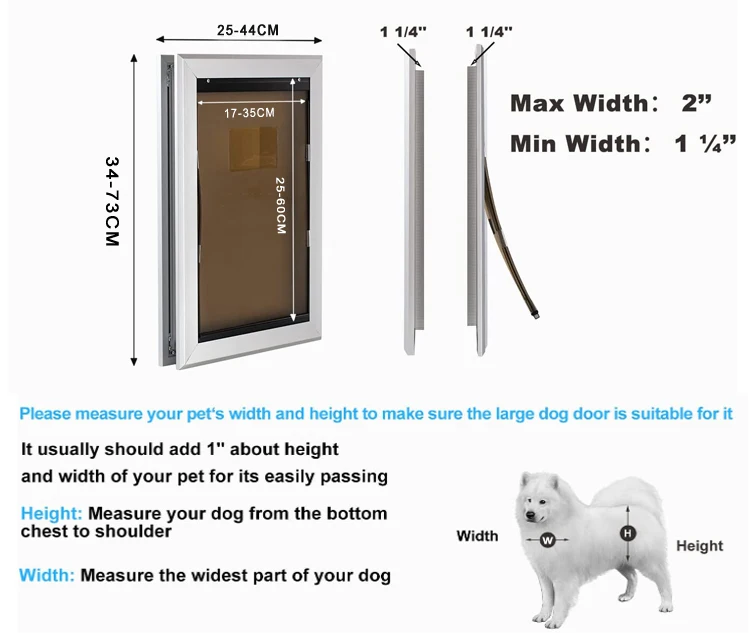 Aluminium Alloy Pet Door Lockable Double Flap Dog Door Inner