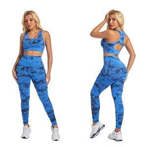 Women's Yoga Suit Seamless Pants Sports Suit High - Quality Tie Dye Underwear Set Featuring Long Pants Sportswear Sports Bra Set