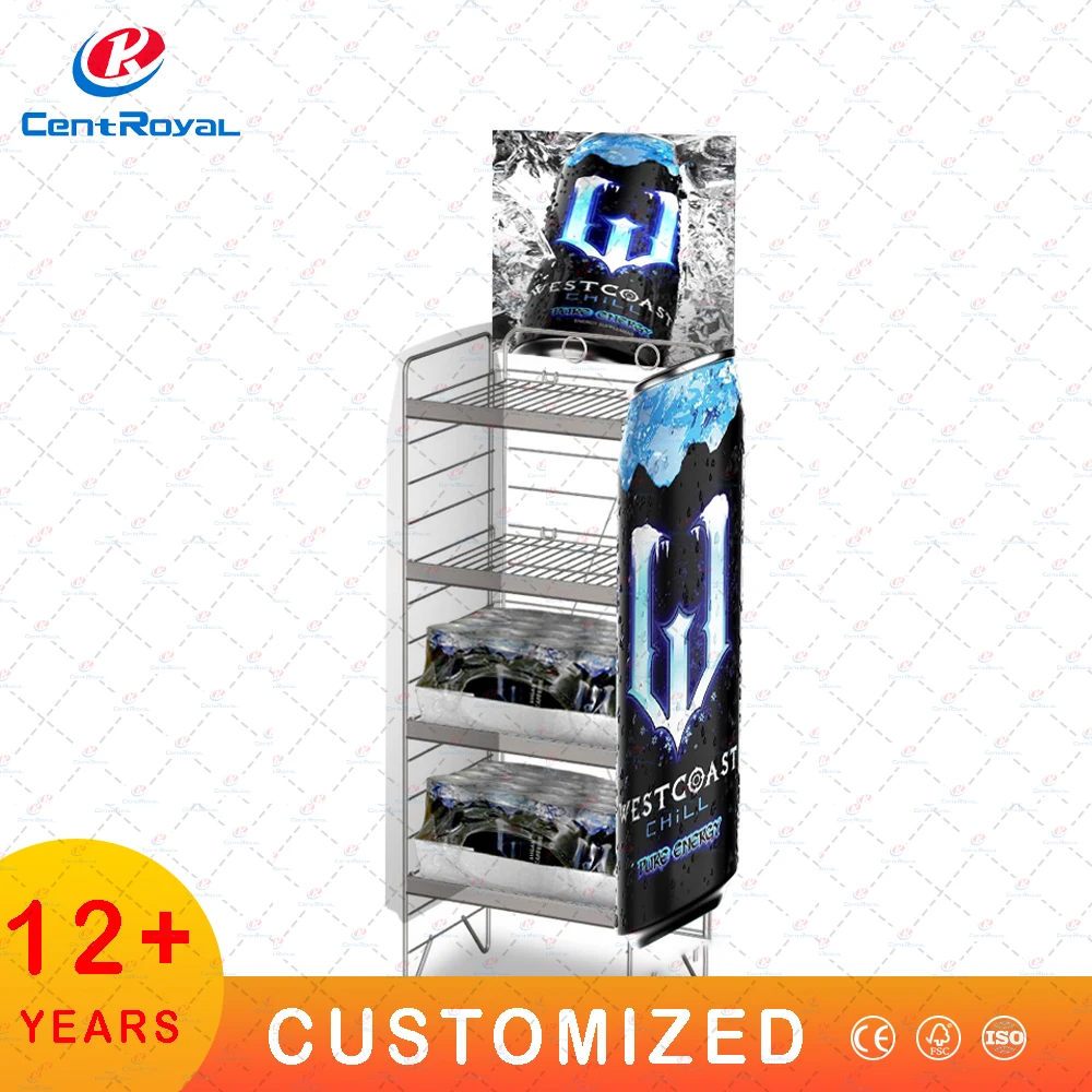 Custom Supermarket Soft Drink Display Stand Storage Rack Energy Drink