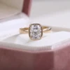 Anillo de diamantes moissanita de oro macizo de 18 quilates