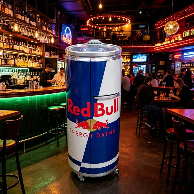 Red Bull Mini Fridge Glass Door Can Shape Freezer - Display Drinks