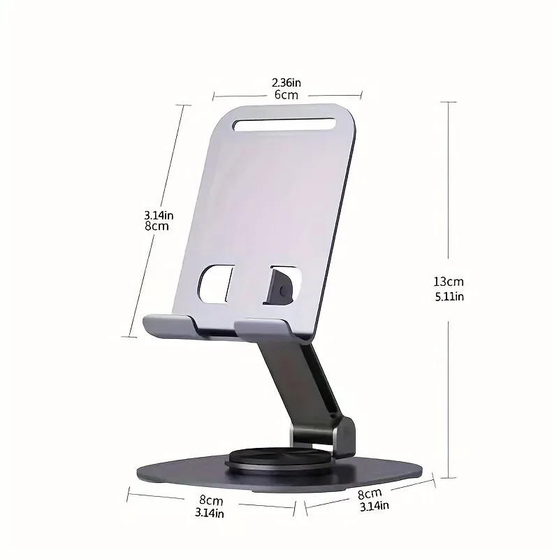Aluminum Alloy Rotatable Cell Phone and Tablet Stand - 360 Degree Adjustable Des