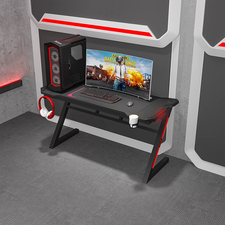 
Оптовая продажа, Высококачественная современная мебель для дома, RGB-подсветка, компьютерный стол, игровой стол 