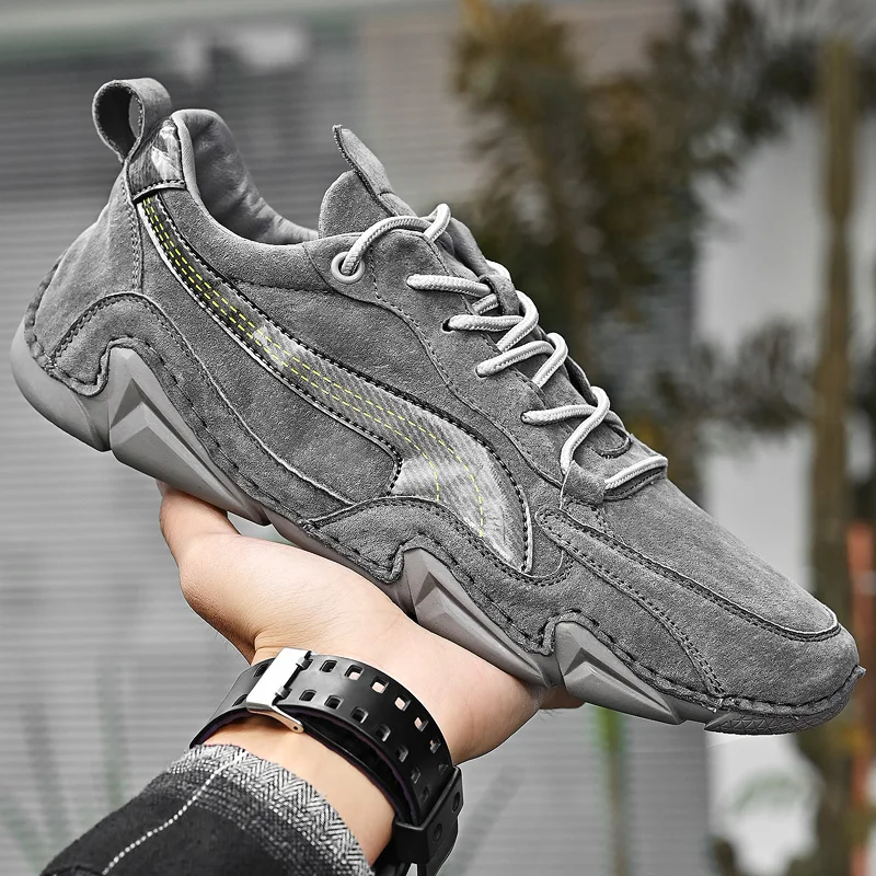 Men's casual shoes outdoor men's shoes new handmade large size stitching all-match business leather shoes men