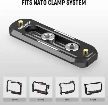 NEEWER 2.4"/60mm Mini NATO Rail, Anti Off Quick Release NATO Rail With 1/4" Screws and Safety Pins for NATO Handle, Camera Cage detail image