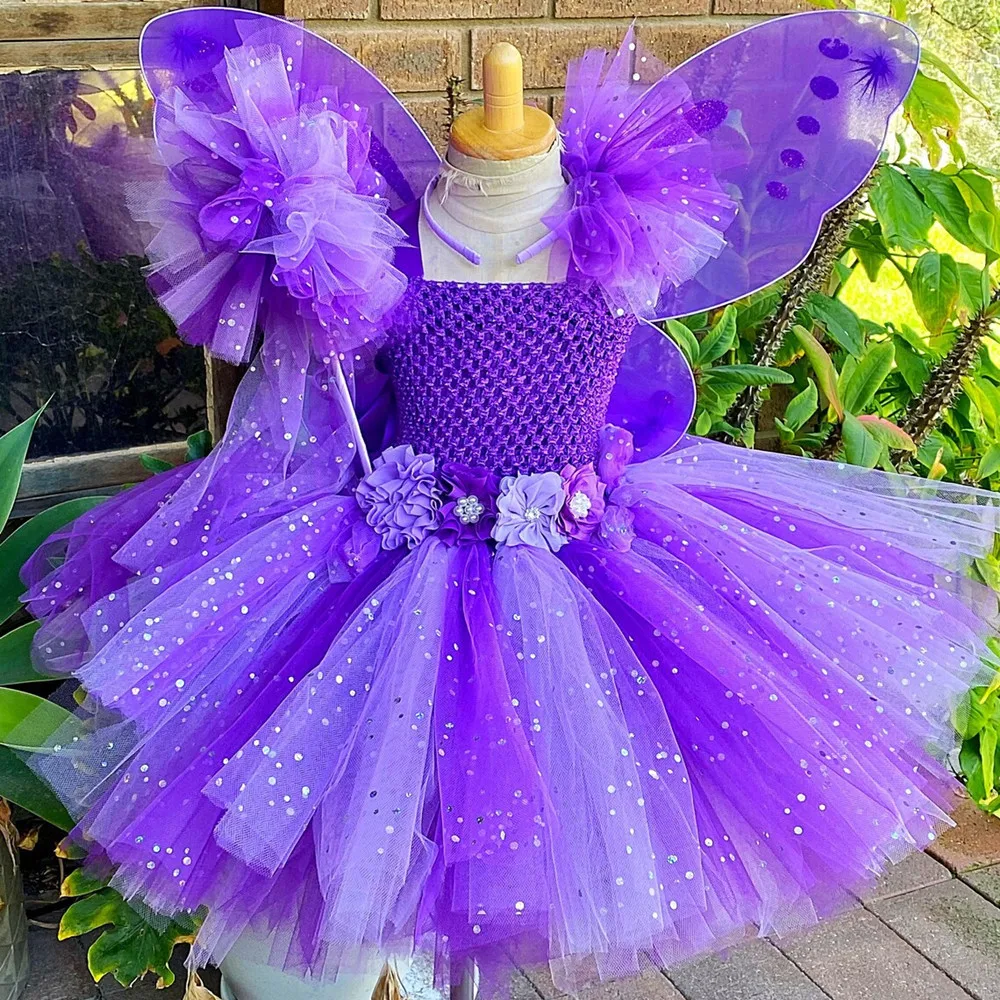 Princess Girl Tinker Bell Costume Kids Fairy Fancy Dress Birthday Fairy  Party Halloween Cosplay Tinkerbell Outfit Butterfly Wing