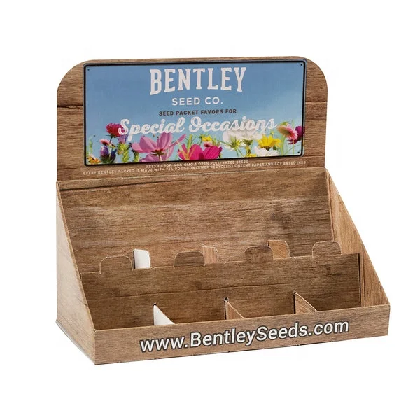 Custom Corrugated Cardboard Vegetable Seed Packet Display Racks Countertop Style Display Stand