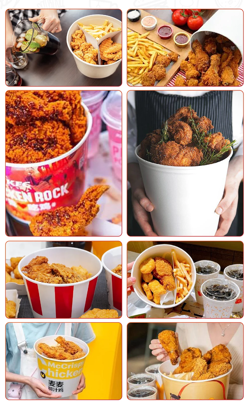 Large Capacity Custom Fried Chicken Paper Bucket Take Away Food
