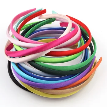 10MM Satin Fabric Covered Headband Colorful Hair Hoops Blank Base Settings For DIY Making Kids Girls Hair Accessories Findings