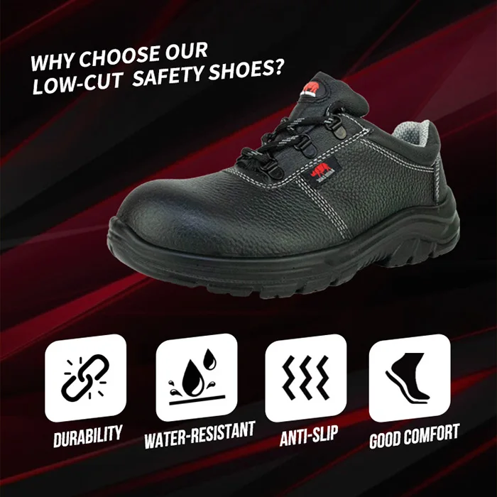 Custom High Performance Low Cut Smooth Genuine Leather Steel Toe Protective Safety Shoes for Unisex