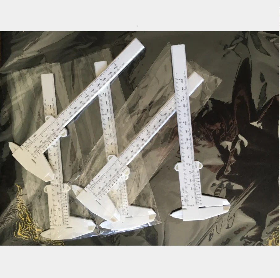 wholesale Vernier caliper 150mm Plastic Slide Caliper Ruler White Red Blue Black Individually packaged Measure Eyebrow Distance