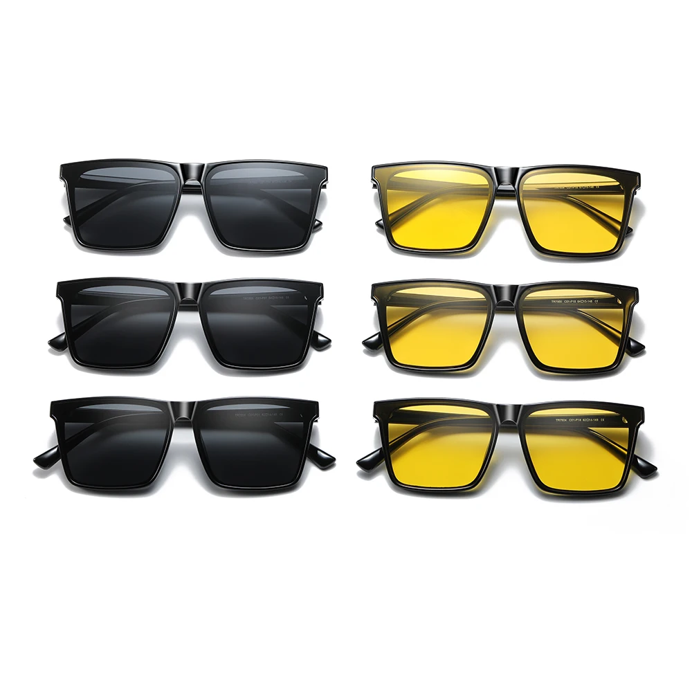 TR90 Luxury Premium Square Rectangle Polarized Sunglasses display picture 2