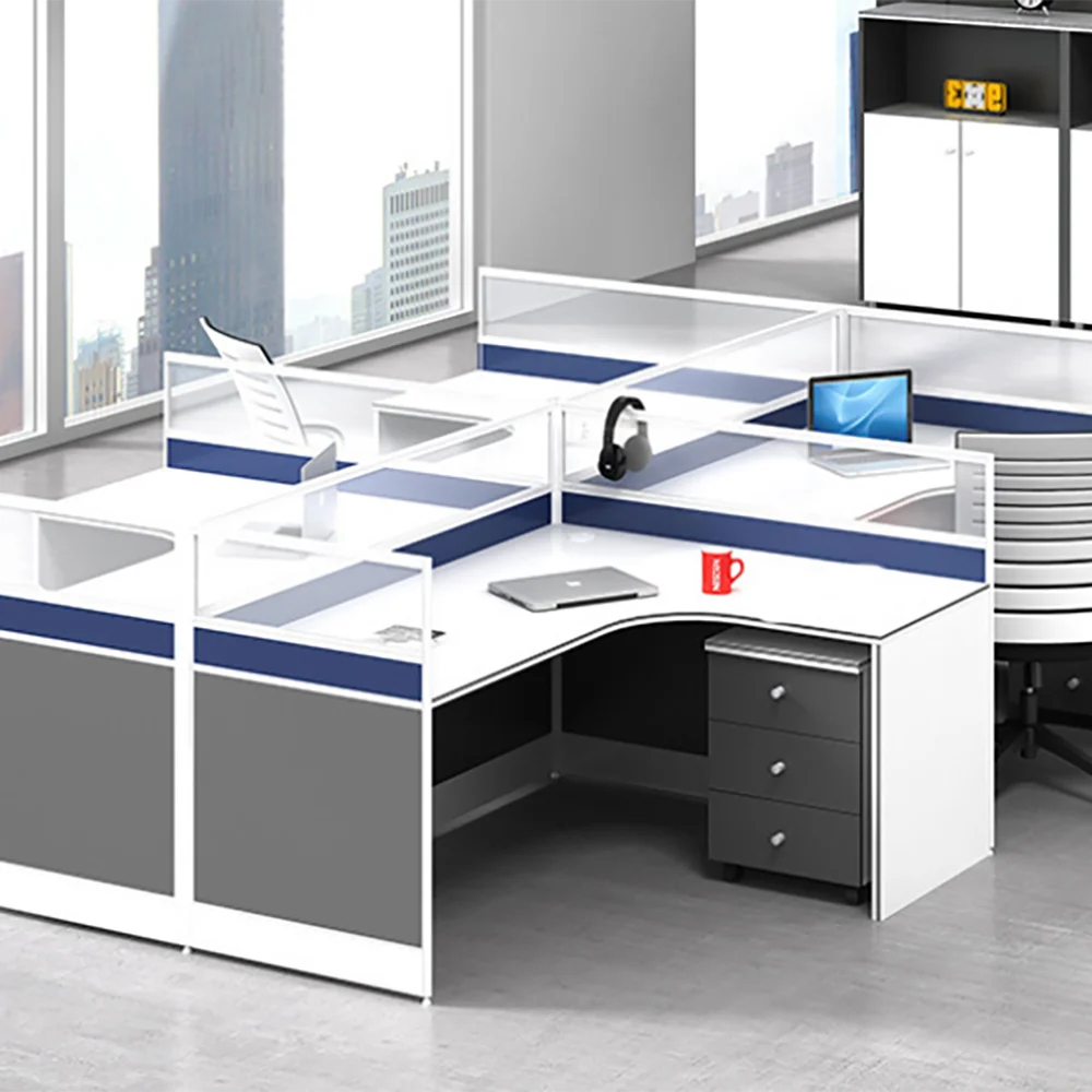 Modern Design Four Person Open Office Cubicle Workstation