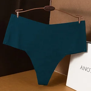 Custom Fabric and logo Black Fashion Women Thong Underwear Elastone Breathable Thong Panties