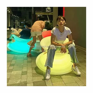 Modern Outdoor Plastic LED Roly-Poly Chair Illuminated Glowing Tumbler Bar Seat for Adults for Hotels and Parks