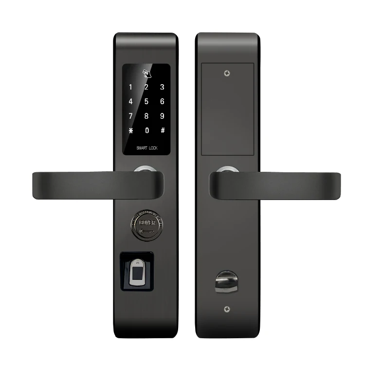 Front Door Keyless Entry Fingerprint and Code Touchscreen Smart Electronic Mortise Lock Electric Door Lock OEM
