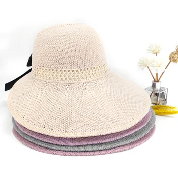 Wholesale Solid Color  Elegant Pure Color Breathable Summer Beech Open Top Straw Hat For Outdoor