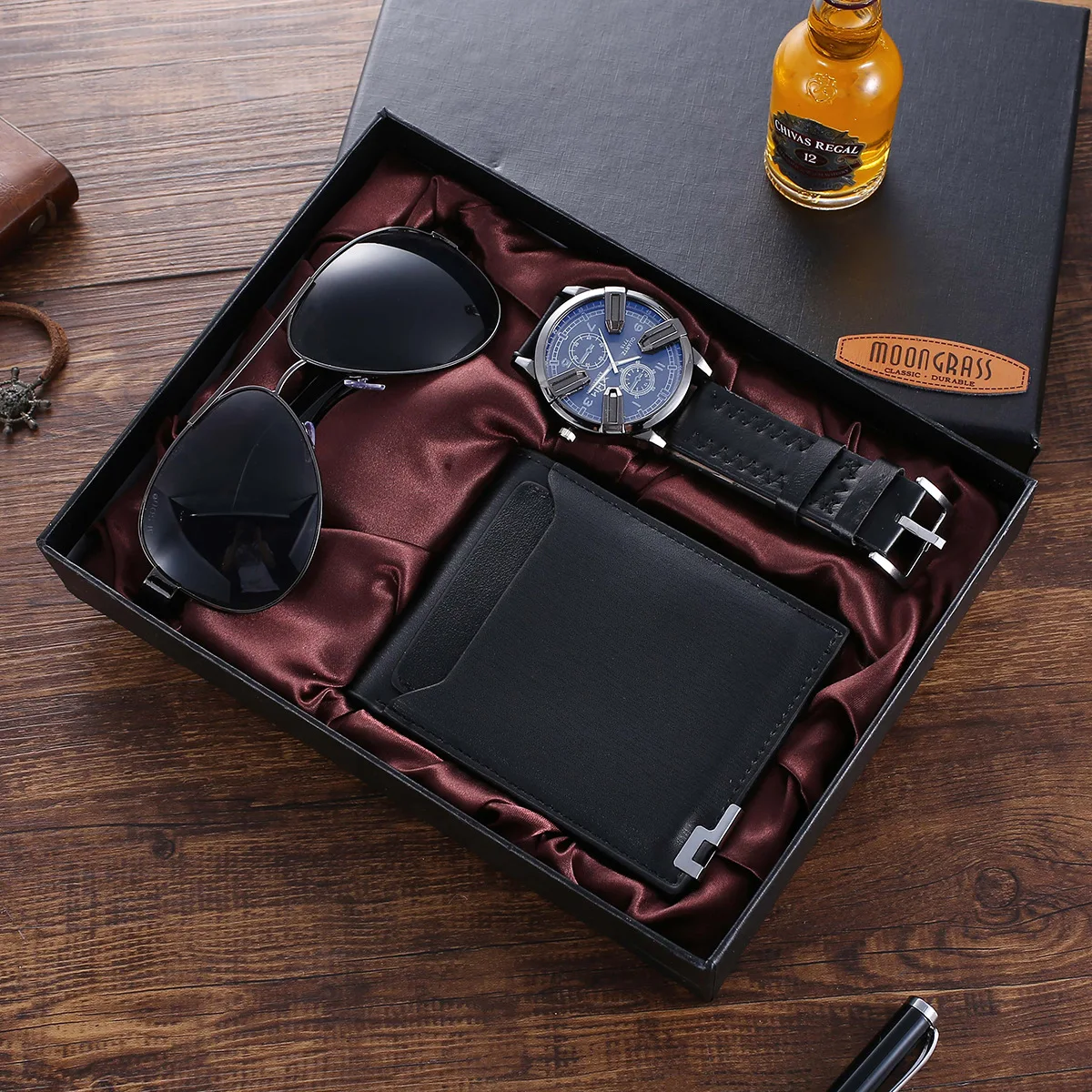 LORENZ Analogue Gift Set Combo Box Of Men's Watch, Wallet & Sunglasses  (Black Dial Black Colored Strap) : Amazon.in: Bags, Wallets and Luggage