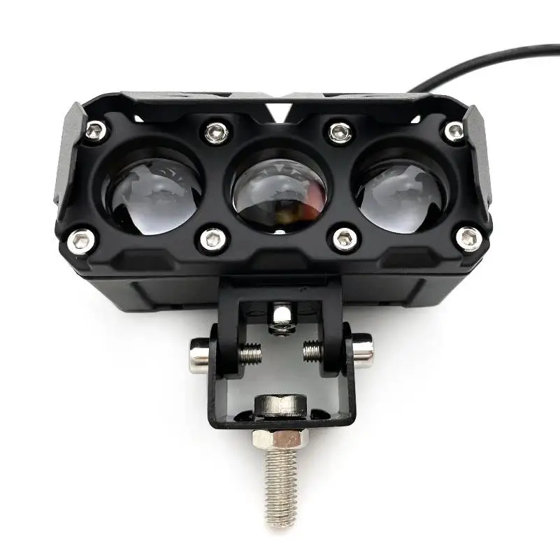 Мотоциклетный прожектор, двухцветный дальний/ближний свет, светодиодный рабочий свет, 3 линзы, мини-фара для вождения, противотуманные лампы, 12 В, 24 В, белый/желтый