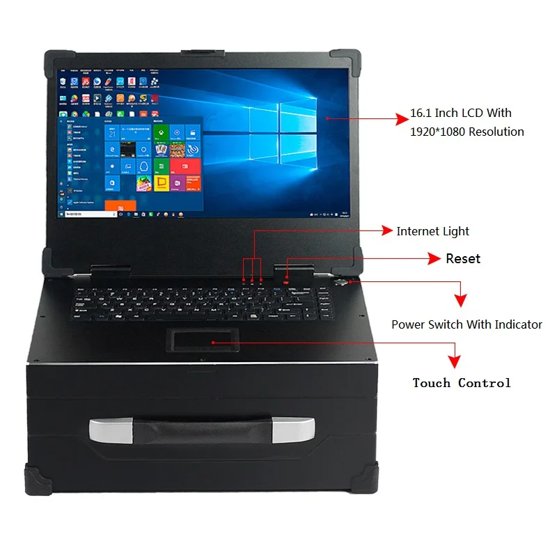 Factory OEM Industrial Computer Chassis 16.1 Inch LCD Display Portable Laptop Computer Case