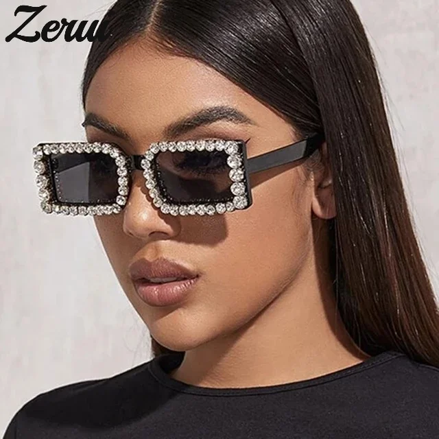 2021 New Ladies Square Sunglasses Personality Diamond-Studded