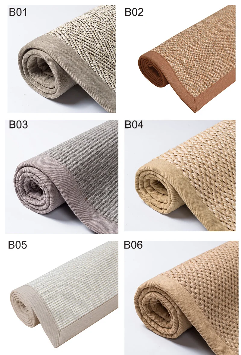 Jute Rug Carpet Sisal Carpet Mat Floor Large Size Living Room Washable Area Rugs Natural Fireproof Carpet