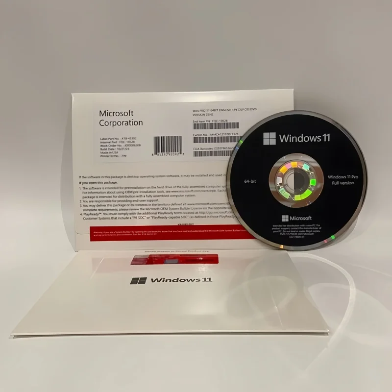 For Windows 11 Pro 64bit English DSP DVD OEM 24H2 Full Version Online Activation Lifetime License Retail Key Win 11 Pro DVD Pack