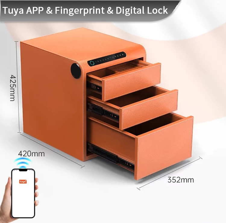 F2-3B CEQSAFE Smart Custom Smart Unlocking Three Layers Divided Drawers Home Security Fingerprint WIFI Safe Box for Storage Jewellery