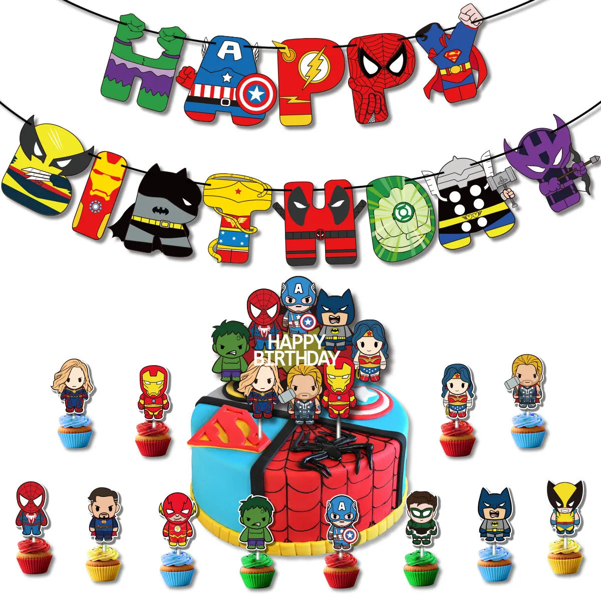 Decoração de festas de aniversário super-heróis, balão dos vingadores,  homem aranha, homem de ferro, hulk, materiais de festa, bandeira de fundos  x1011| Alibaba.com, image size:1200x1200