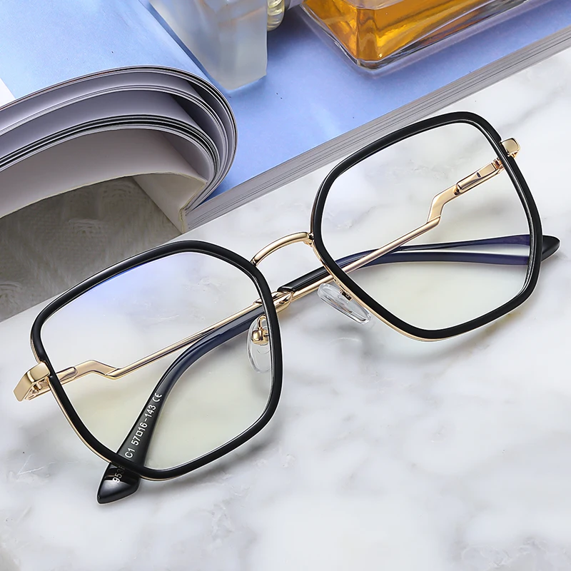 Ms 95326 Women Metal Fashion Temple Square Frame Tr90 Optical Antiblue