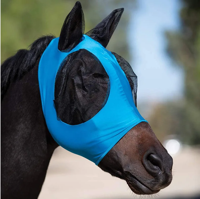 Mesh Breathable Protection Horse Face Mask Comfort Anti-mosquito with Covers 