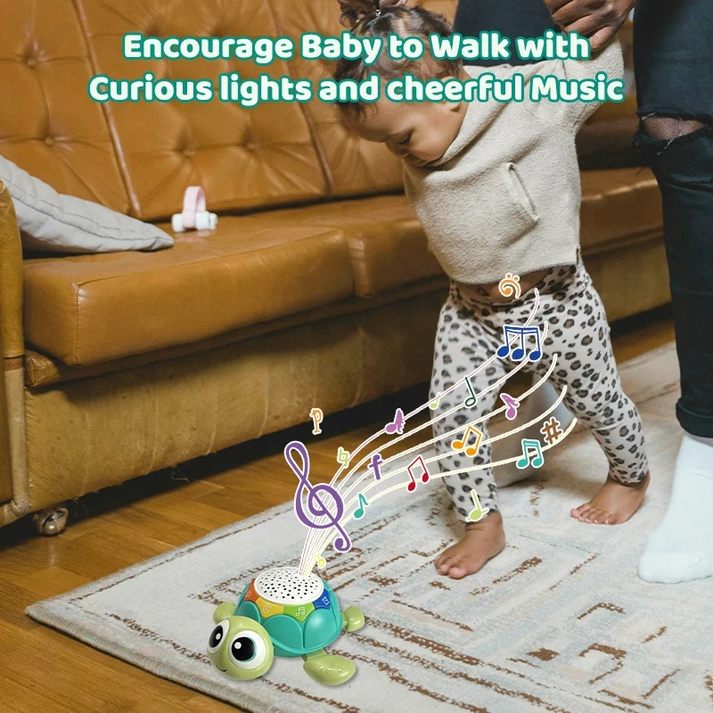 Early Learning Educational Toy Musical Crawling Turtle Baby's New Plastic Projector Toy Remote Controller Electric Power Source