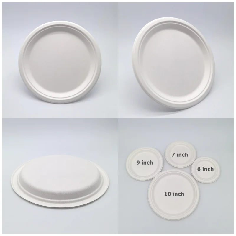 ECO-Friendly Extra Strength White Bagasse Cake Plates Biodegradable and Disposable