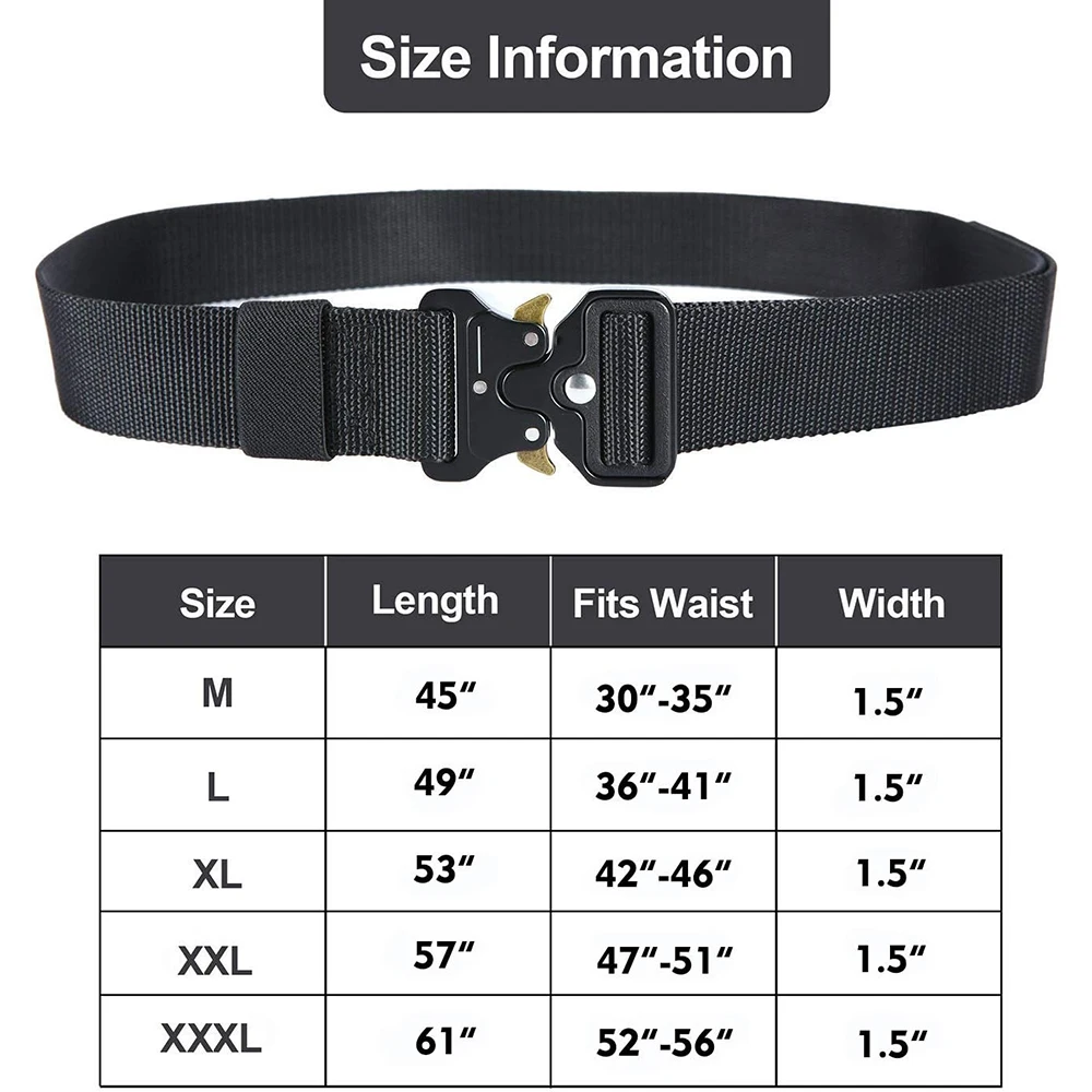 Breathable Men's Multifunctional Tactical Belt Heavy Duty Webbing Belts Adjustable Style Nylon Belts