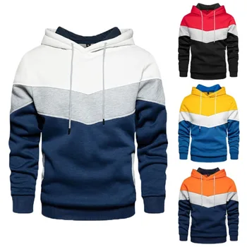 Men's Fleece Sweater Panel Hoodie Casual Sports Sweater Jacket
